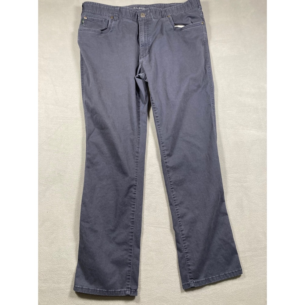 G.H. Bass & Co. Pants Mens 38W x 34L Blue Straight Leg Mid Rise Canvas Solid